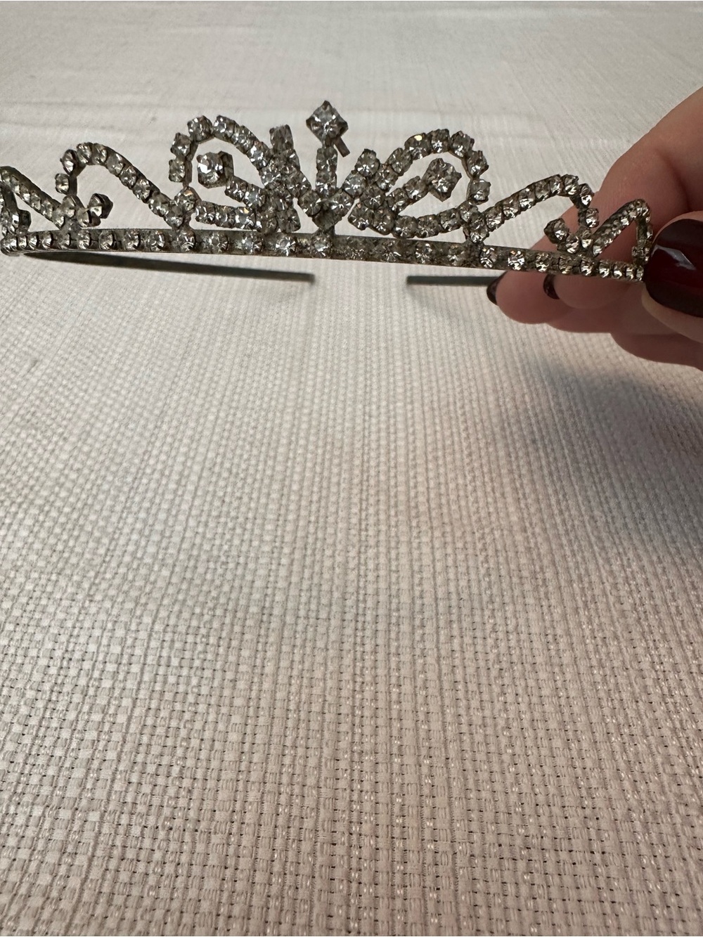 Crystal Rhinestone Tiara Hair Comb - Silver